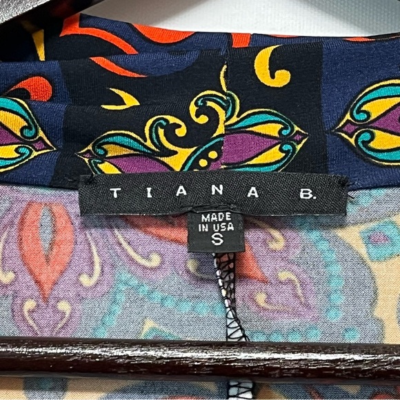 TIANA B. Slinky Liquid Knit Midi Dress Women S Paisley BOHO Drop Cowl Neck Retro - Picture 6 of 14